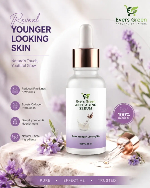 Buy Eversgreen Anti-Aging Serum in Pakistan. Reduce wrinkles, fine lines & restore youthful skin with our natural herbal formula. Cash on Delivery available. anti aging serum Pakistan wrinkle cream